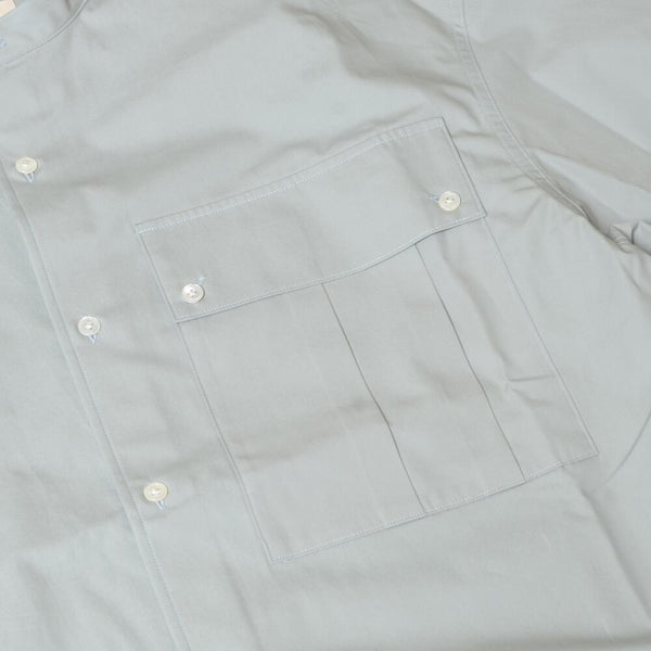 【STTND】チェックノーカラーワイドシャツ