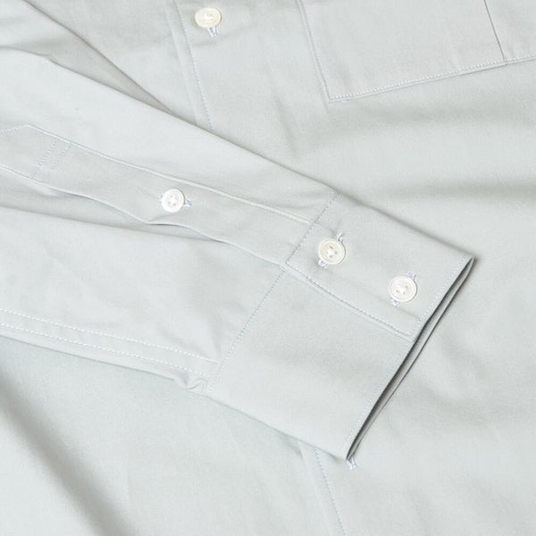 【STTND】チェックノーカラーワイドシャツ