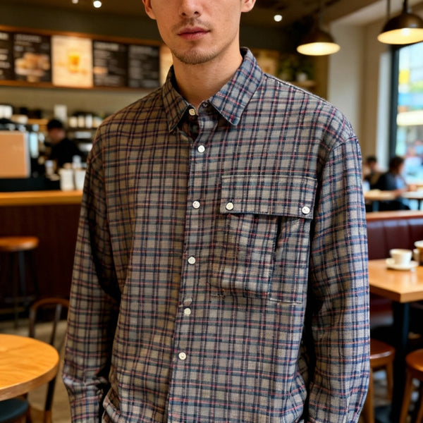 【STTND】パキパキチェックワイドシャツ