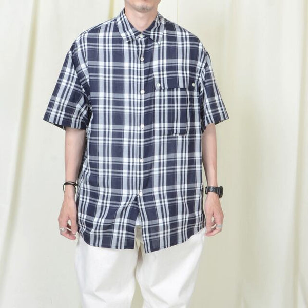 【STTND】シンチェックショートスリーブワイドシャツ