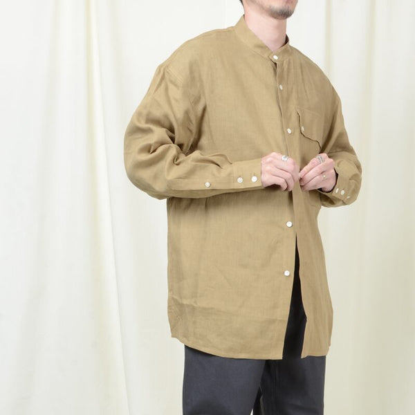 【STTND】ベルギーリネンスタンドワイドシャツ