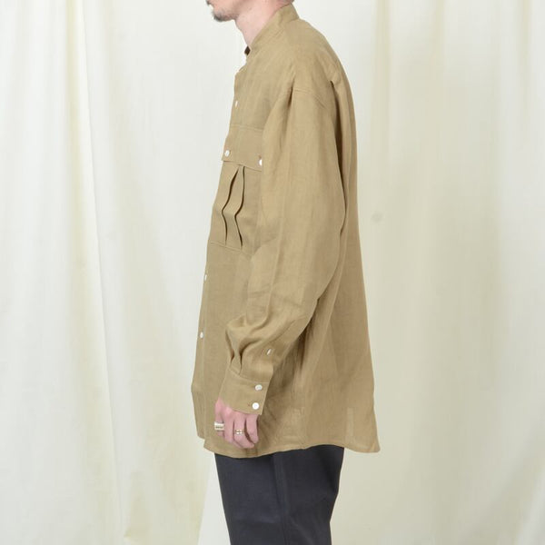 【STTND】ベルギーリネンスタンドワイドシャツ