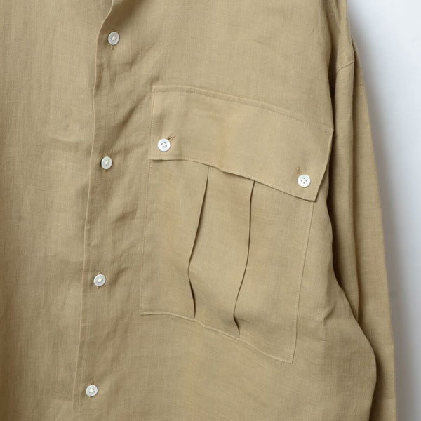 【STTND】ベルギーリネンスタンドワイドシャツ