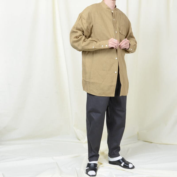【STTND】ベルギーリネンスタンドワイドシャツ