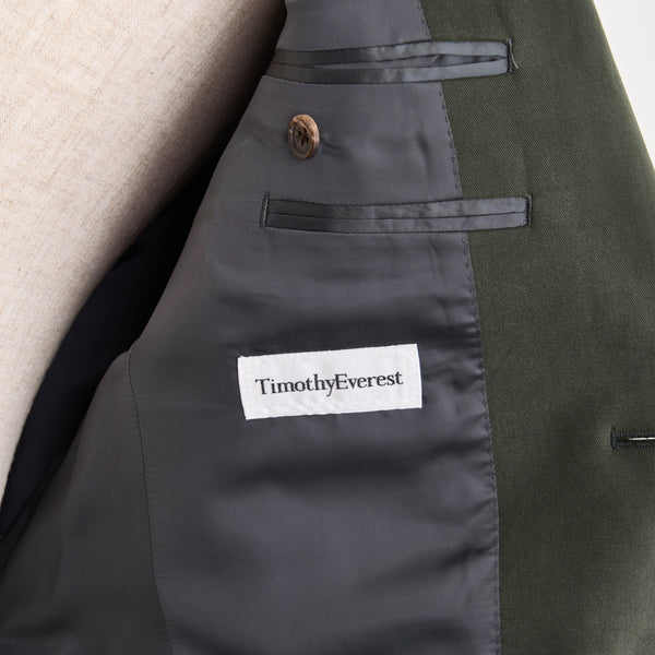 【ティモシーエベレスト】2Bモールスキンセットアップジャケット（カーキ）