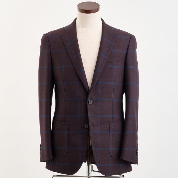 【ティモシーエベレスト】2Bチェック柄ジャケット（ボルドー）