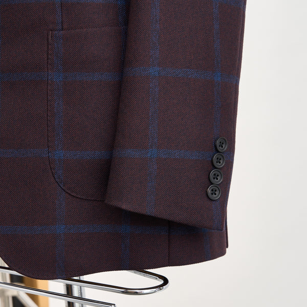【ティモシーエベレスト】2Bチェック柄ジャケット（ボルドー）