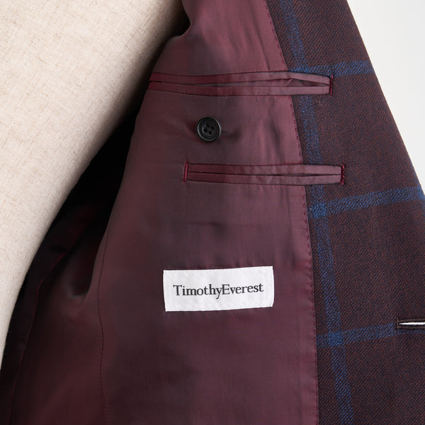 【ティモシーエベレスト】2Bチェック柄ジャケット（ボルドー）