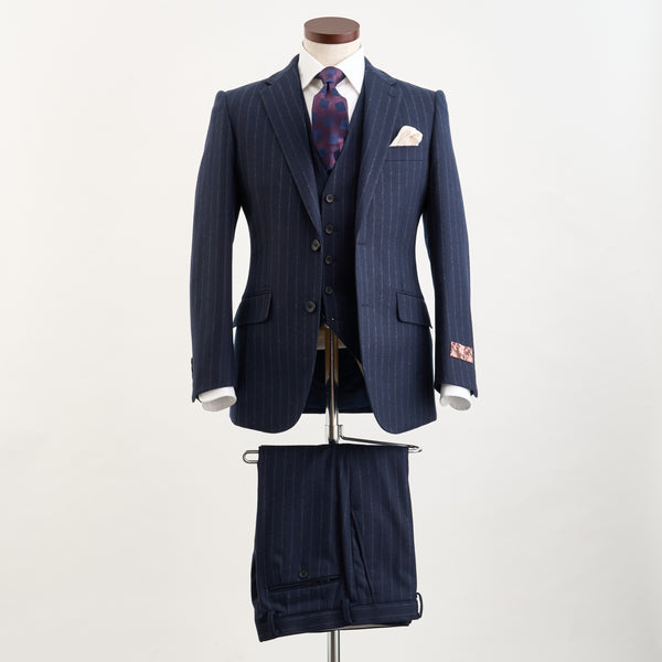 【ティモシーエベレスト】2Bストライプ柄スリーピーススーツ（ネイビー）
