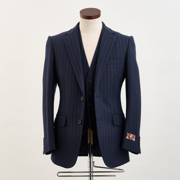 【ティモシーエベレスト】2Bストライプ柄スリーピーススーツ（ネイビー）
