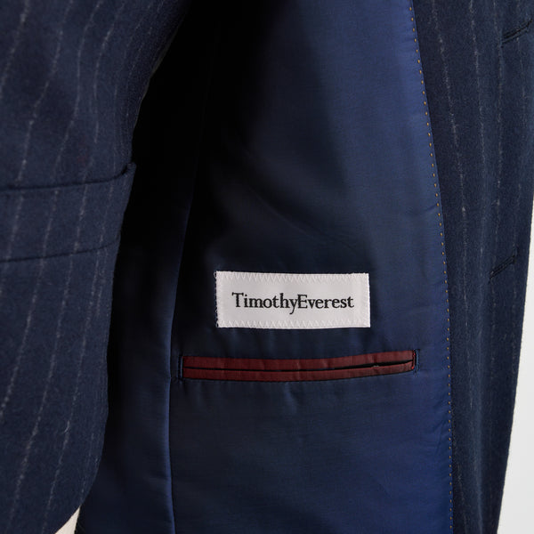 【ティモシーエベレスト】2Bストライプ柄スリーピーススーツ（ネイビー）