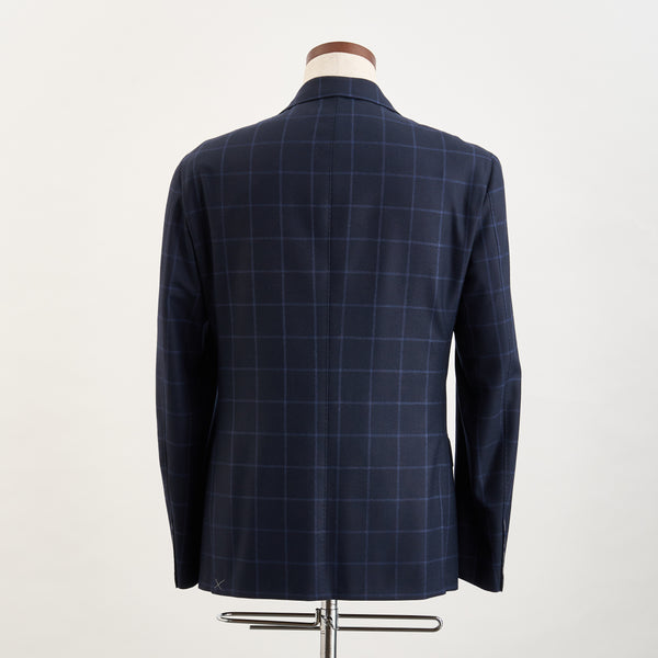 【コルネリアーニ】2Bチェック柄スーツ（ネイビー）