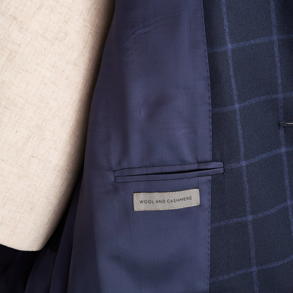 【コルネリアーニ】2Bチェック柄スーツ（ネイビー）