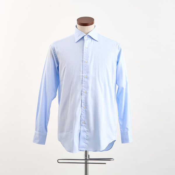 【ティモシーエベレスト】ドット柄ドビー織ドレスシャツ（サックスブルー）