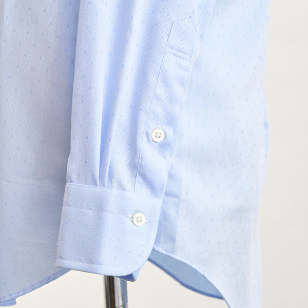 【ティモシーエベレスト】ドット柄ドビー織ドレスシャツ（サックスブルー）