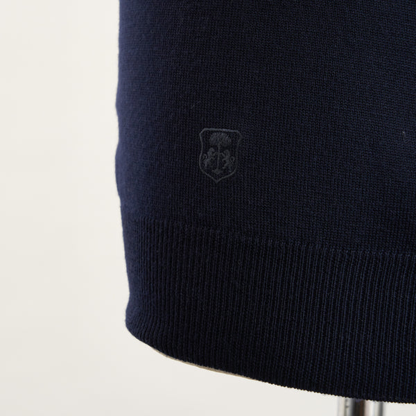 【コルネリアーニ】メリノウール丸首ニット（ネイビー）