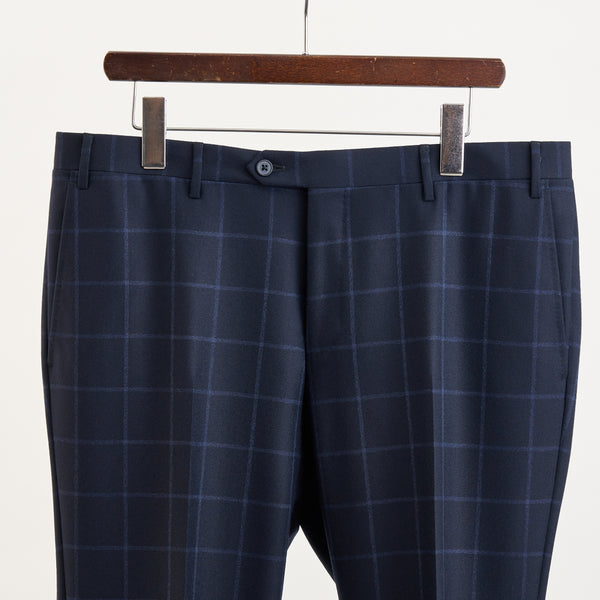【コルネリアーニ】2Bチェック柄スーツ（ネイビー）