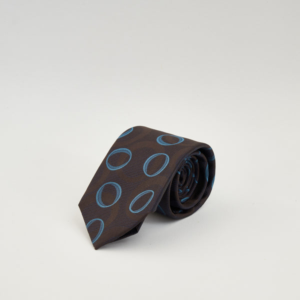 【ティモシー エベレスト】オーバル柄ネクタイ（ブラウン）