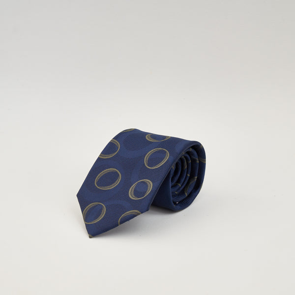【ティモシー エベレスト】オーバル柄ネクタイ（ネイビー）