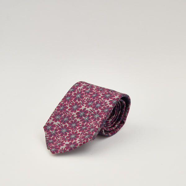 【ティモシー エベレスト】フラワー柄ネクタイ（ワイン）