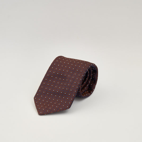 【コルネリアーニ】ダイヤモンドパターンネクタイ（ブラウン）