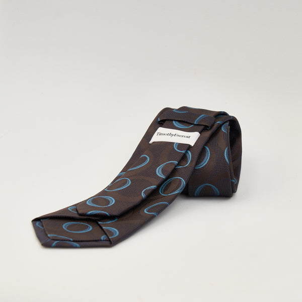 【ティモシー エベレスト】オーバル柄ネクタイ（ブラウン）