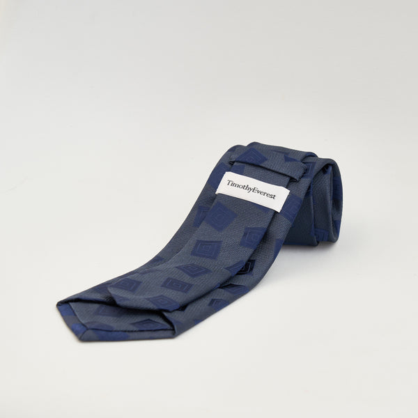 【ティモシー エベレスト】ブロック柄ネクタイ（グレー）