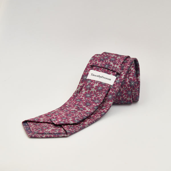 【ティモシー エベレスト】フラワー柄ネクタイ（ワイン）