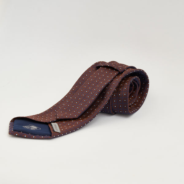 【コルネリアーニ】ダイヤモンドパターンネクタイ（ブラウン）